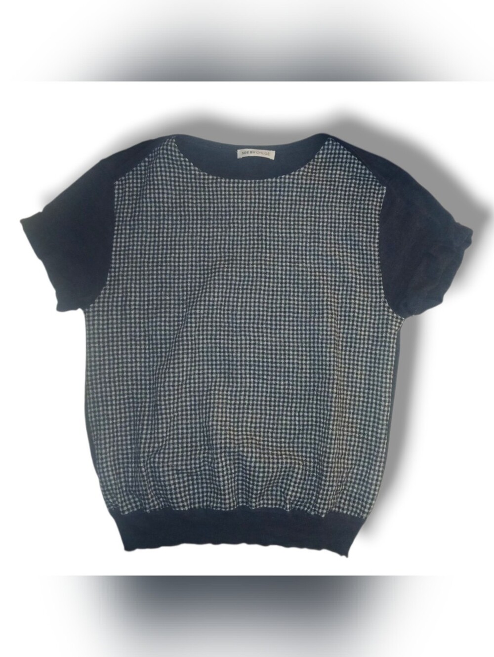 LIKE NEW See by Chloe Wool Blend Checkered Sweater, Size 10